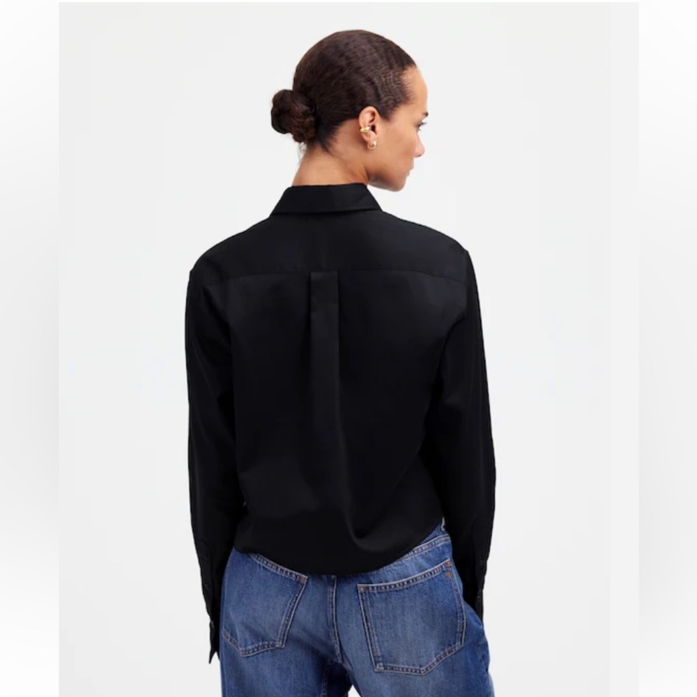 Madewell Black Cropped black button down blouse - Picture 2 of 7